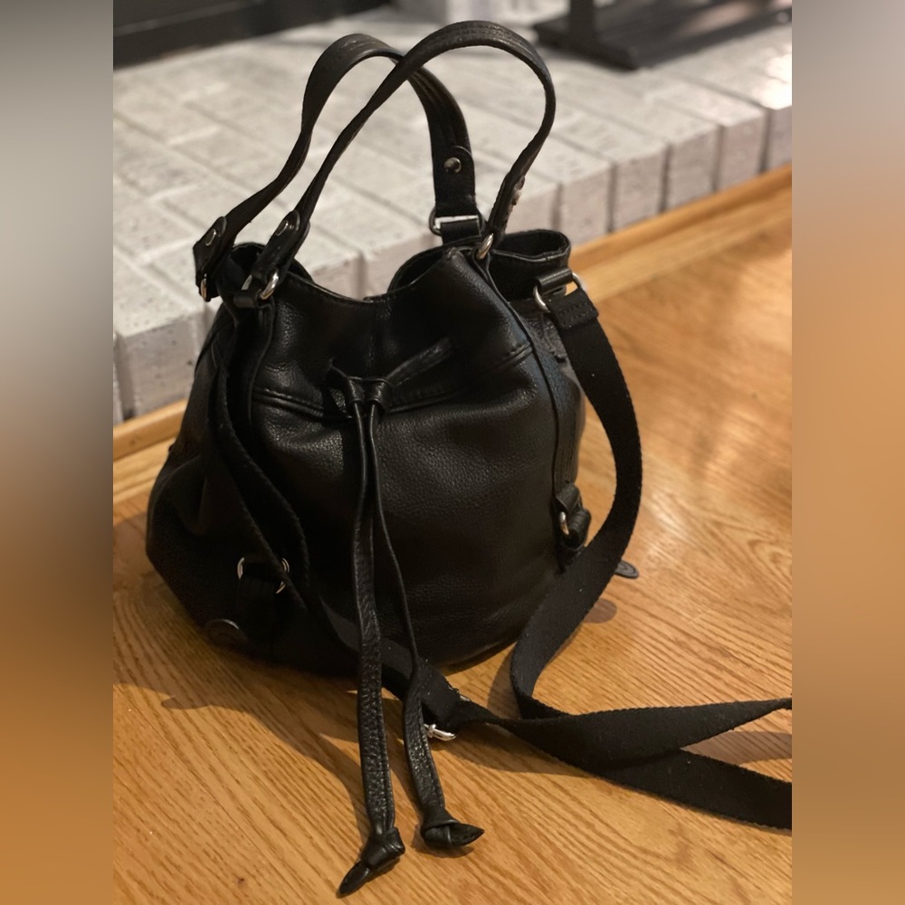 The Sak buttery soft black leather bucket purse.
